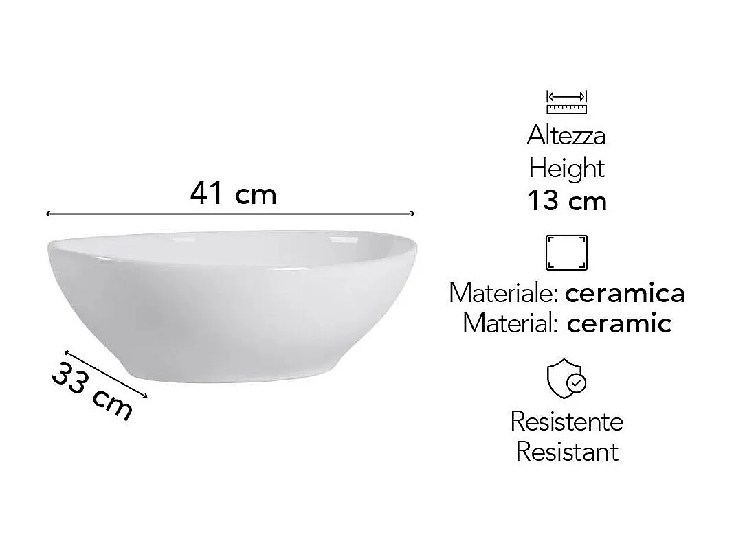 Lavabo Ovale Sur Plan En Céramique Blanche Pour Robinetterie Murale