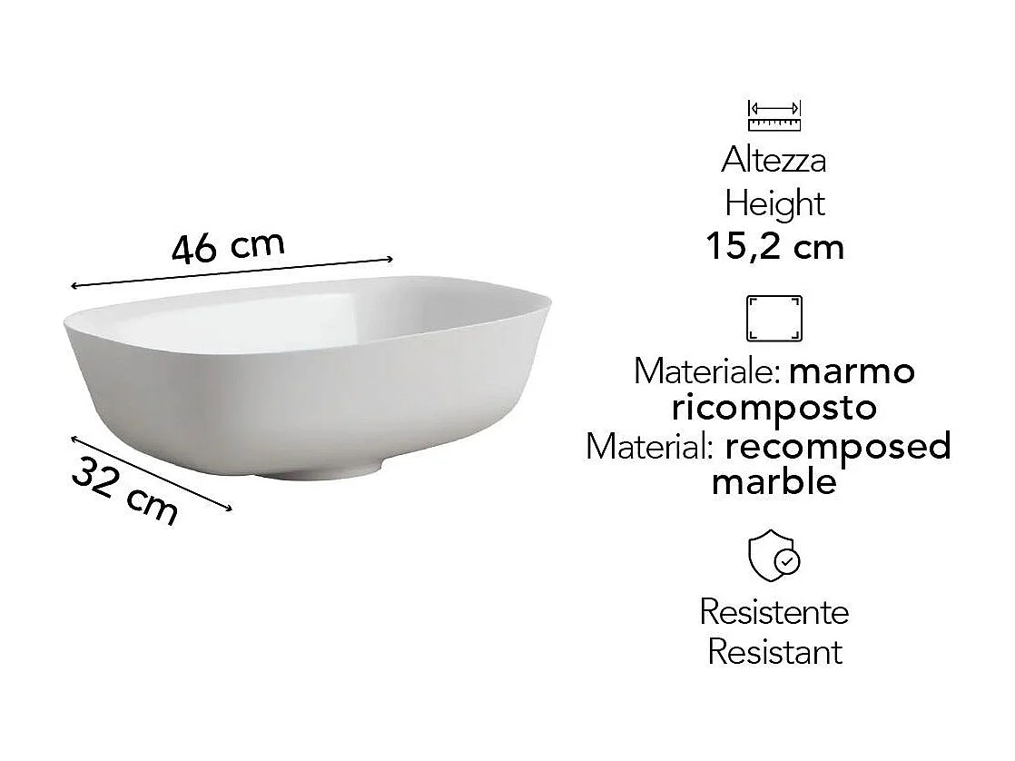 Lavabo À Poser En Résine Mate Sans Trou De Robinet
