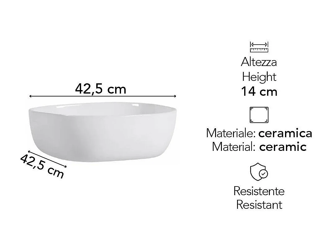 Lavabo Carré En Céramique Blanche De 42Cm À Poser