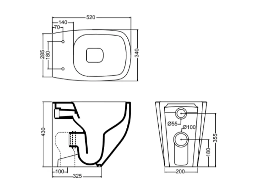 Wc Sur Pied Blanc Brillant Sans Rebord | Mozart