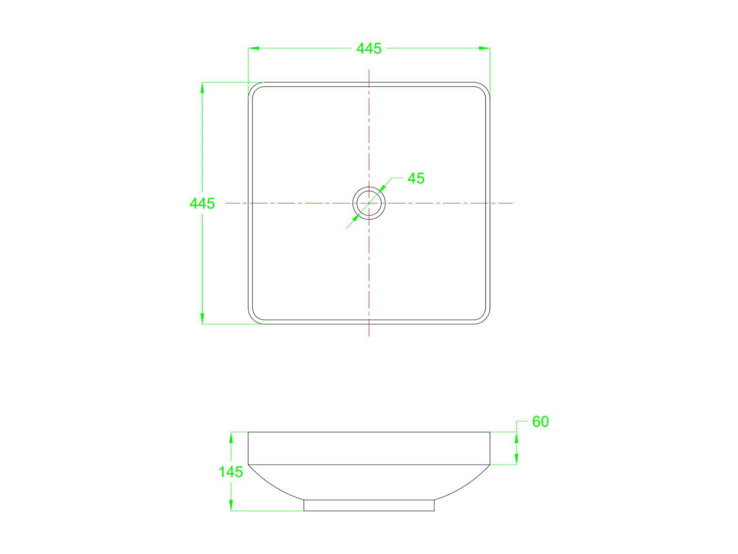 Lavabo À Poser Design Support Mural 45X45