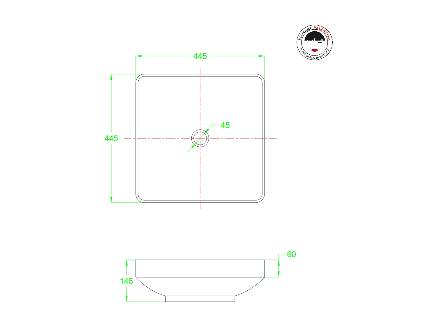 Lavabo À Poser Design Support Mural 45X45