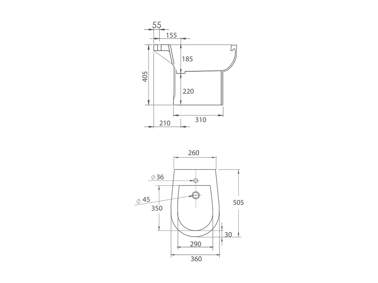 Set De Sanitaires Au Sol Distancés Du Mur Wc Et Bidet | Cipro
