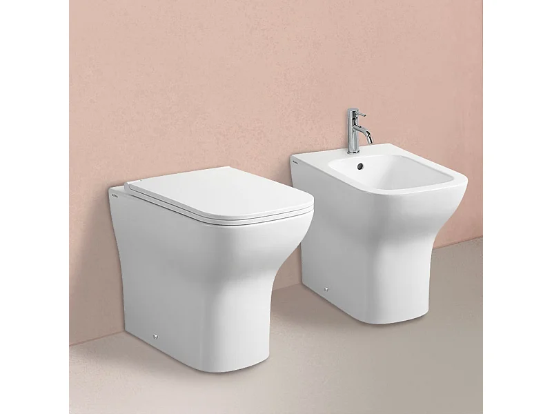 Paire D'appareils Sanitaires Sur Pied À Fleur De Mur Blanc Brillant | Swing