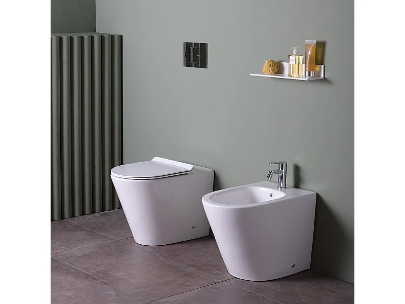 Couple De Sanitaires À Poser Au Ras Du Mur | Blues