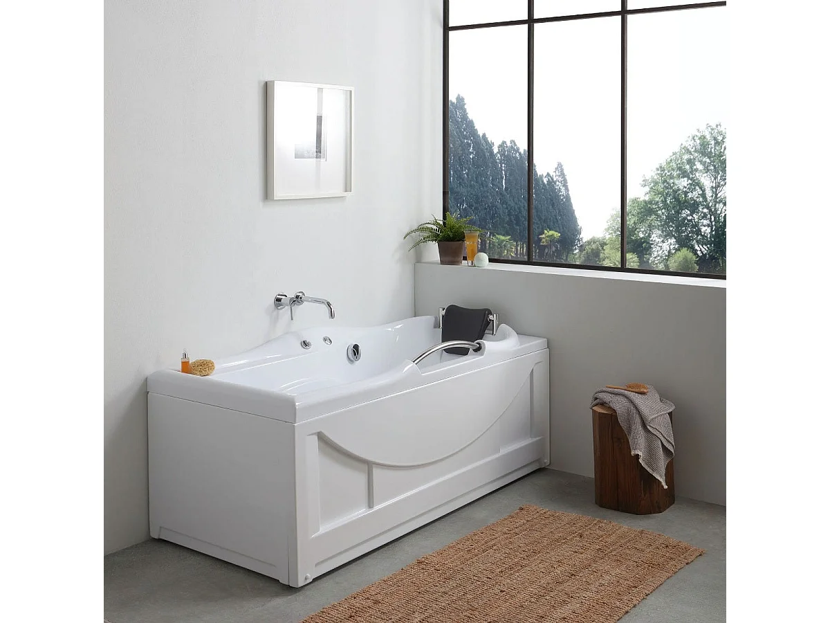 Baignoire Droite Avec Hydromassage En Acrylique Blanc  | Diletta