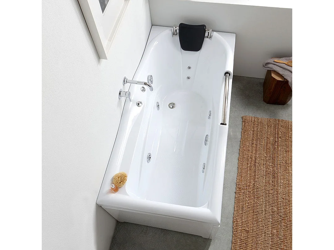 Baignoire Droite Avec Hydromassage En Acrylique Blanc  | Diletta