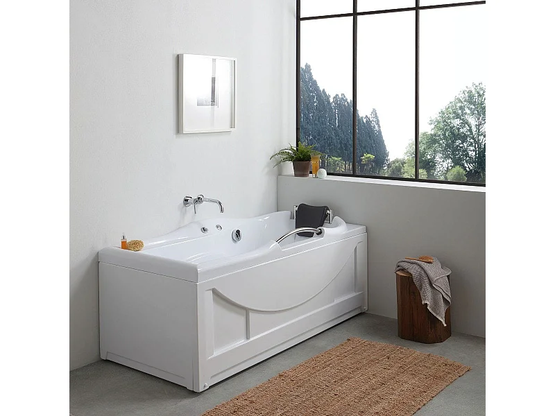 Baignoire Droite Avec Hydromassage En Acrylique Blanc  | Diletta