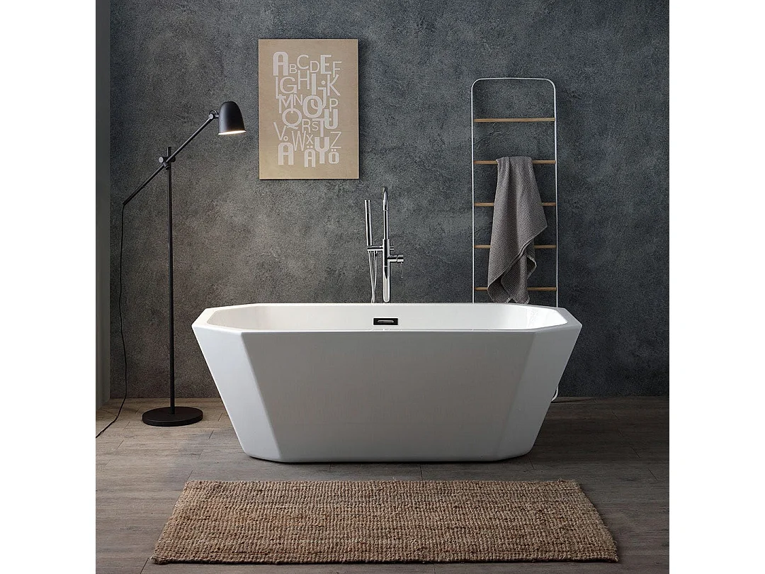 Baignoire Autoportante Octogonale En Acrylique Blanc  | Betty