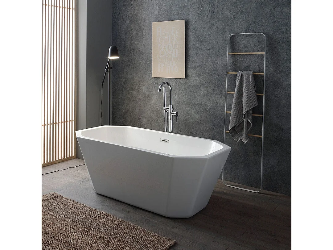 Baignoire Autoportante Octogonale En Acrylique Blanc  | Betty