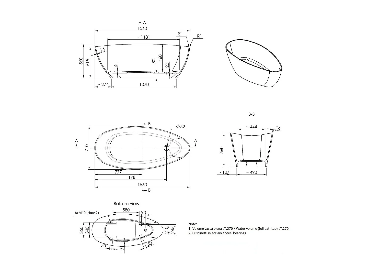 Baignoire Autoportantedesign Moderne Gris | Rachele