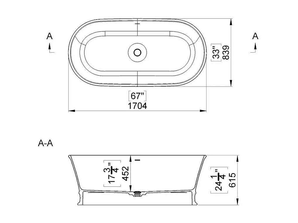 Baignoire Centre Ovale Classic | Sofia