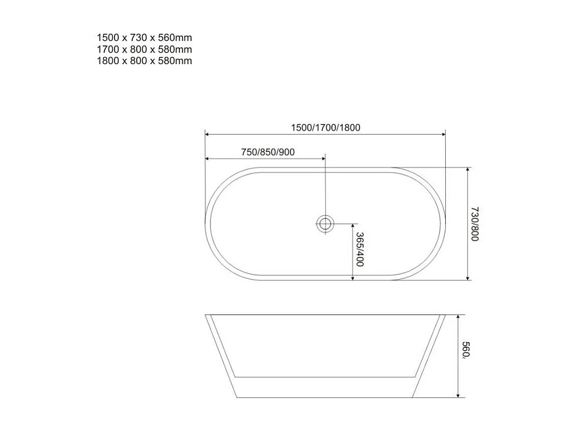 Baignoire Acrylique Ovale 150 Cm | Allegra