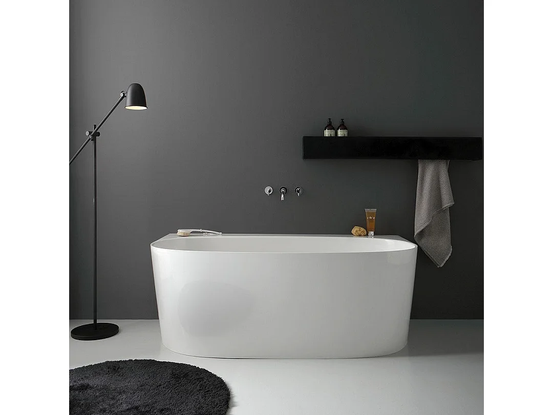 Baignoire Ovale Murale En Résine De Marbre  | Luisa