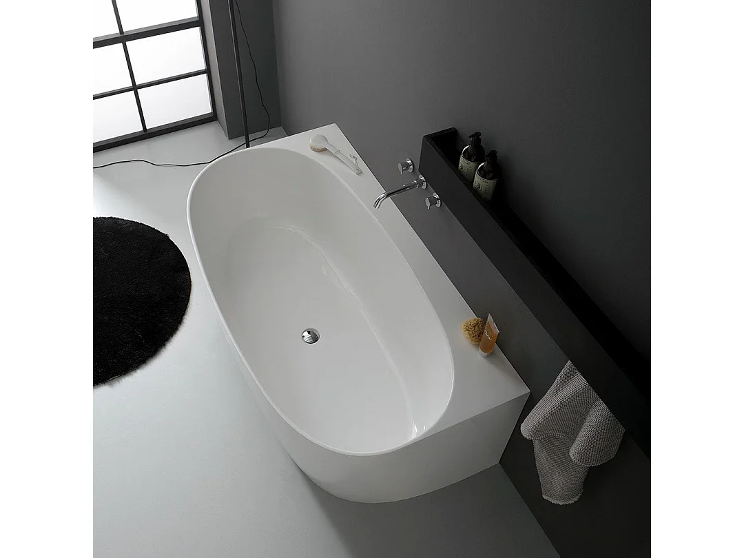 Baignoire Ovale Murale En Résine De Marbre  | Luisa