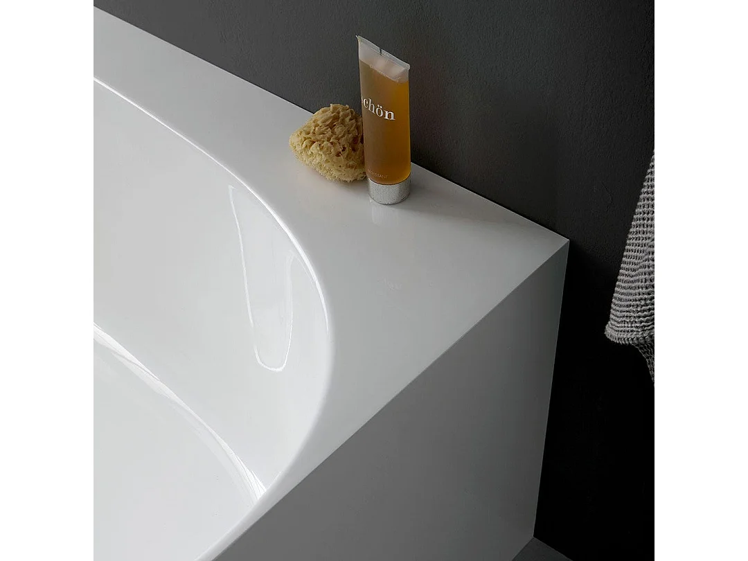 Baignoire Ovale Murale En Résine De Marbre  | Luisa