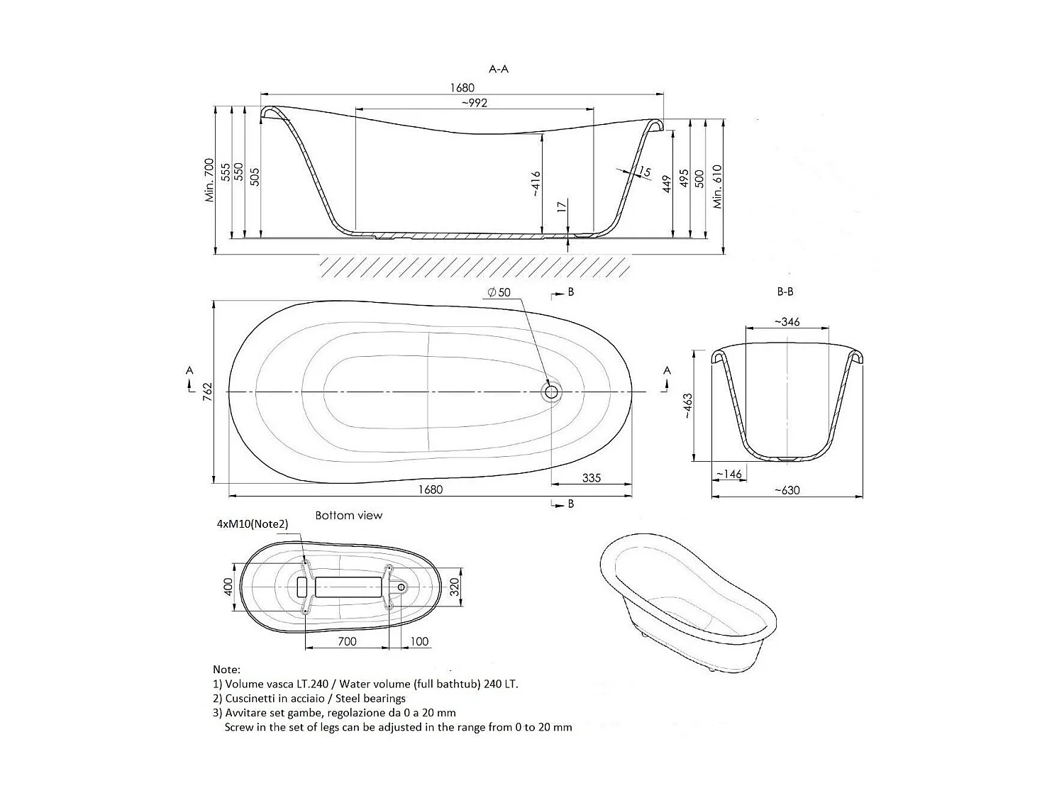 Baignoire Style Classique Blanche Et Noire | Romantica