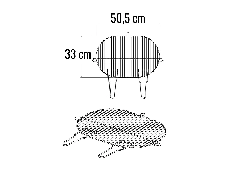 Griglia ovale singola in acciaio cromato - 50,5 x 33 cm