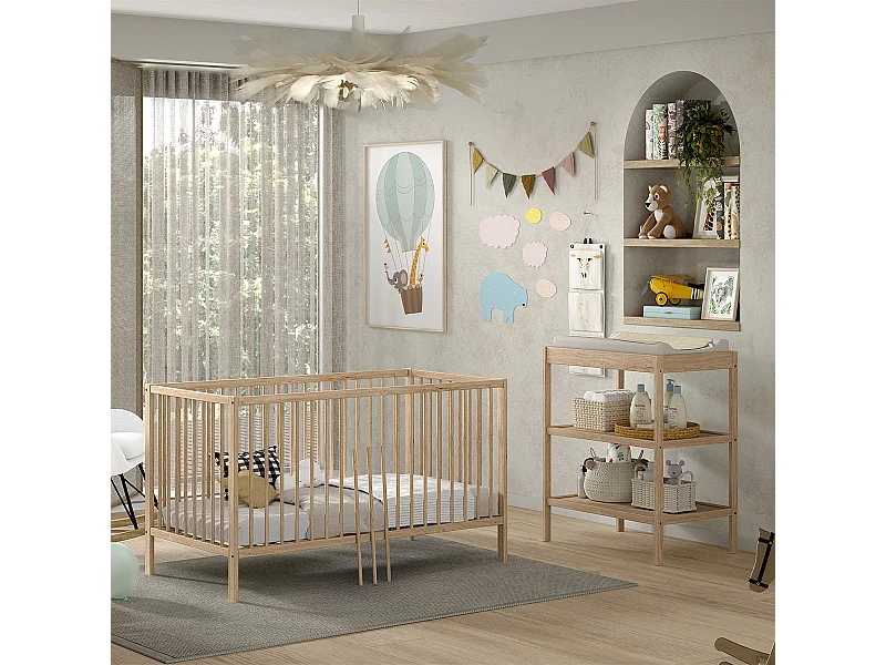 Cama evolutiva 70x140 y Cambiador Vipack Meryl Madera