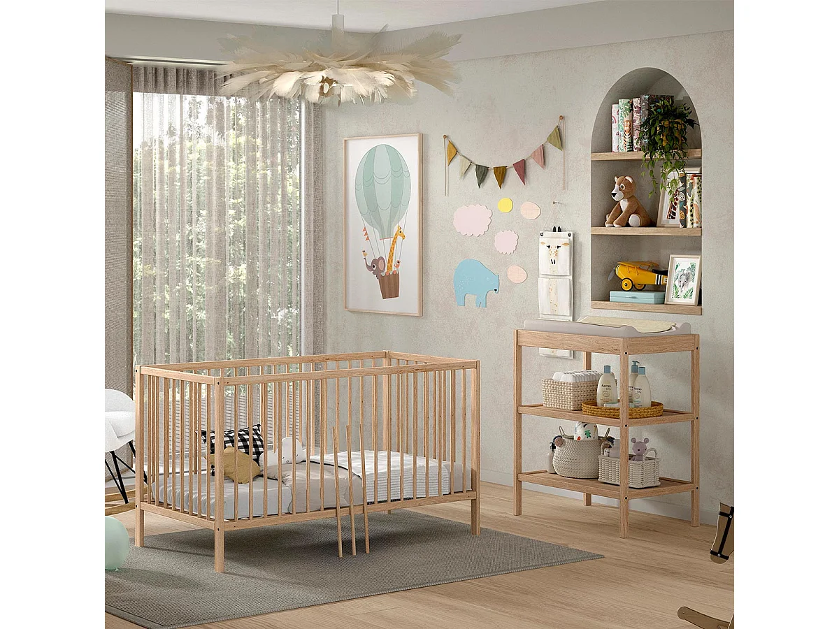 Cama evolutiva 70x140 y Cambiador Vipack Meryl Madera
