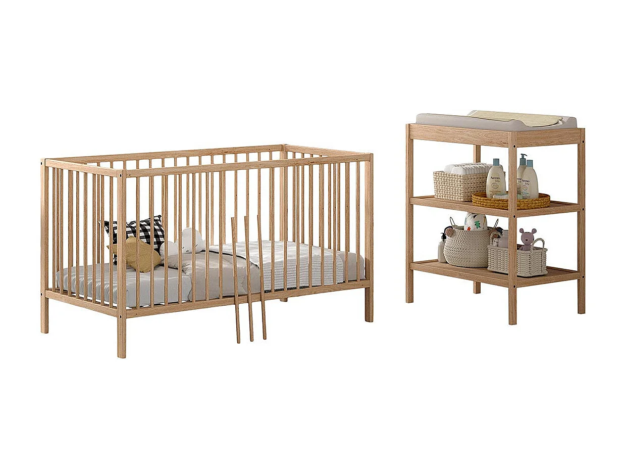 Cama evolutiva 70x140 y Cambiador Vipack Meryl Madera