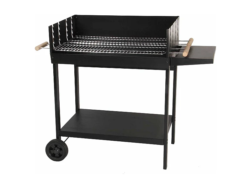 Barbecue a carbone SOMAGIC GALICIA doppia griglia acciaio cromato 75x50 cm per 20 persone con carrello e ripiano laterale