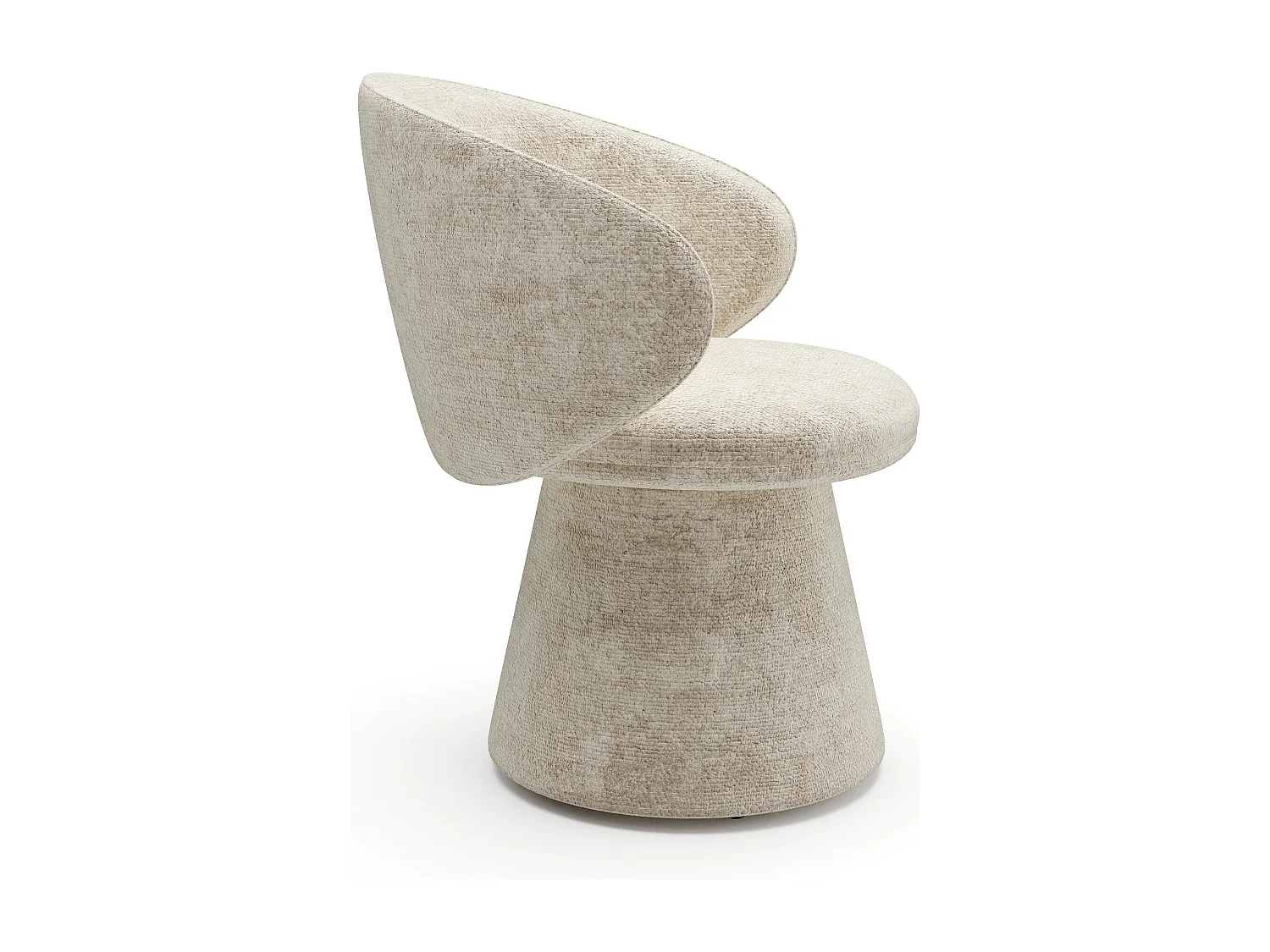 Fauteuil de salon rotatif 180° velours texturé crème FLARE