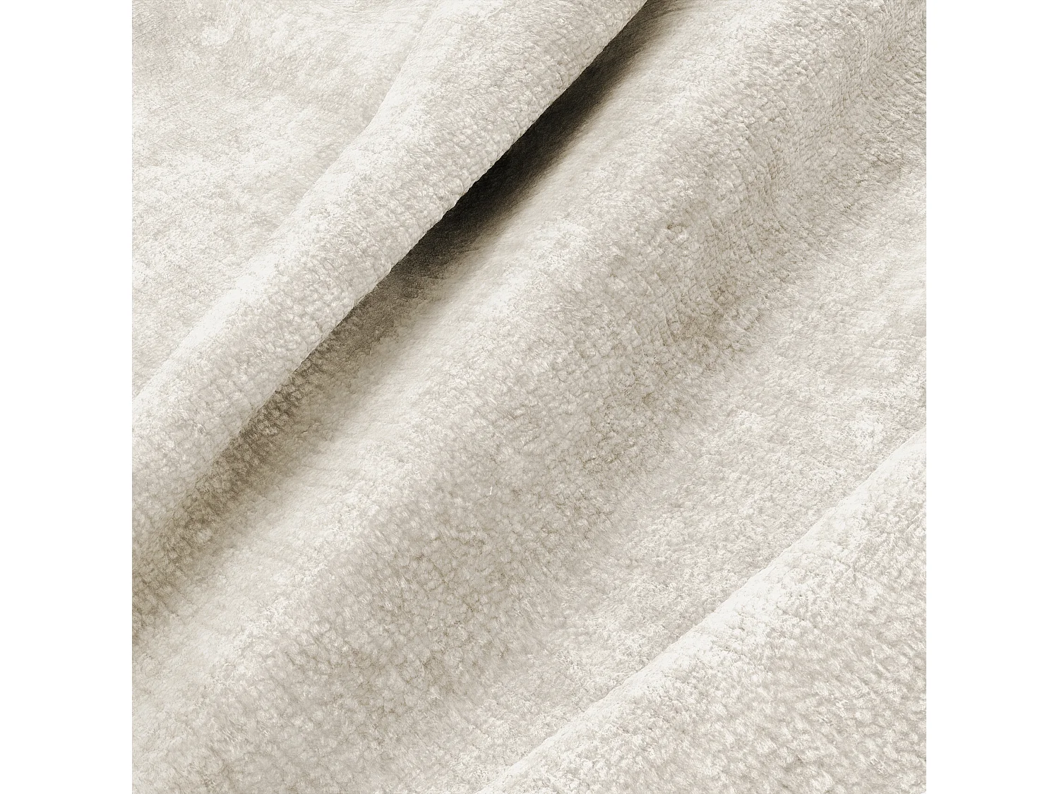 Fauteuil de salon rotatif 180° velours texturé crème FLARE