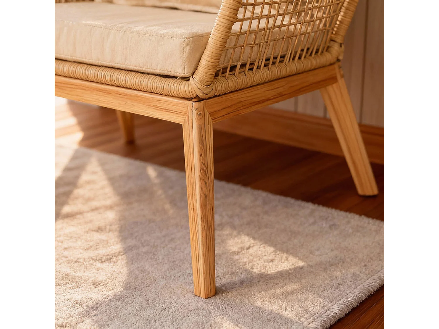 Salon de jardin 4 places en bois avec 2 tables beige et bois ROSARIO