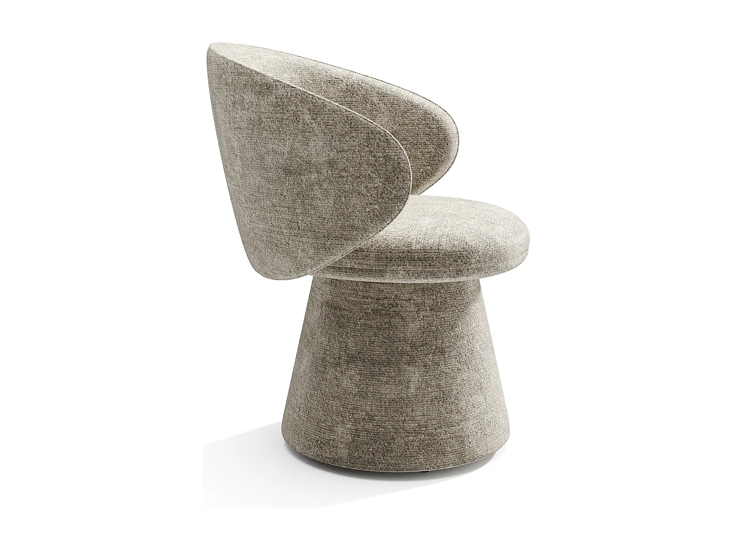 Fauteuil de salon rotatif 180° velours texturé taupe FLARE