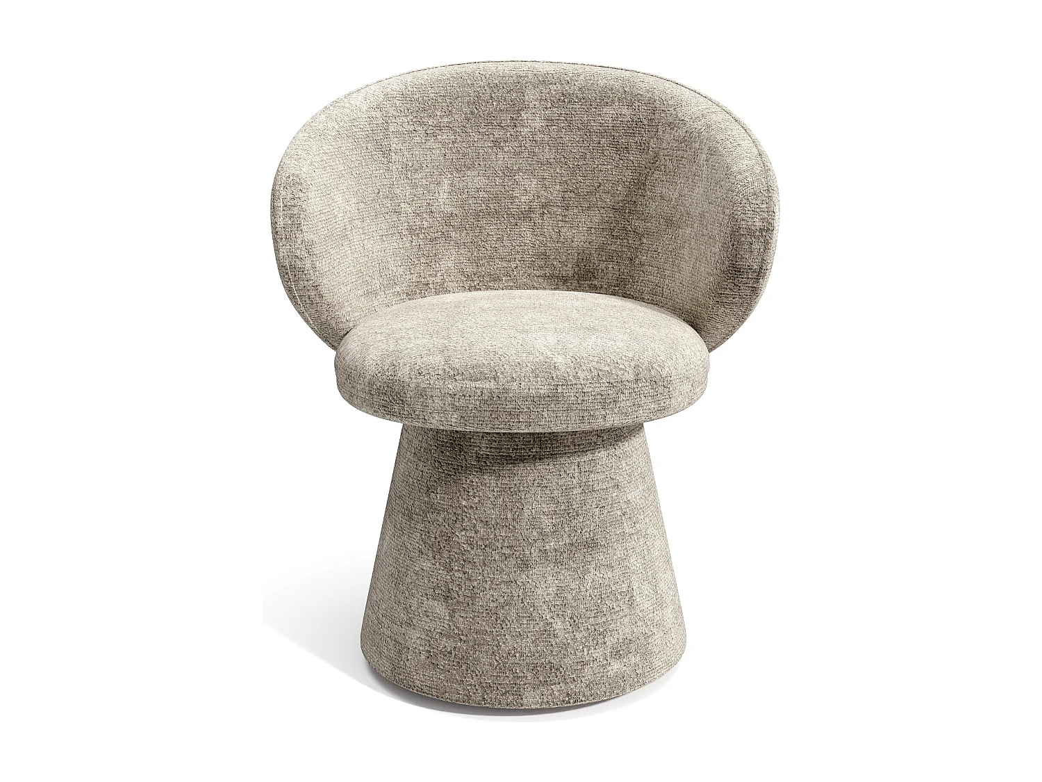 Fauteuil de salon rotatif 180° velours texturé taupe FLARE