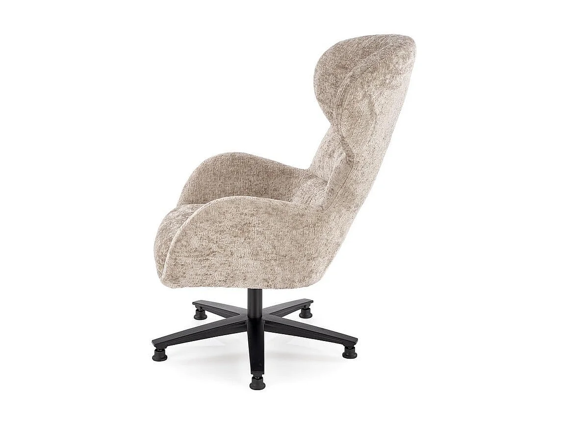 Fauteuil pivotant tissu beige, dossier haut confort Covy