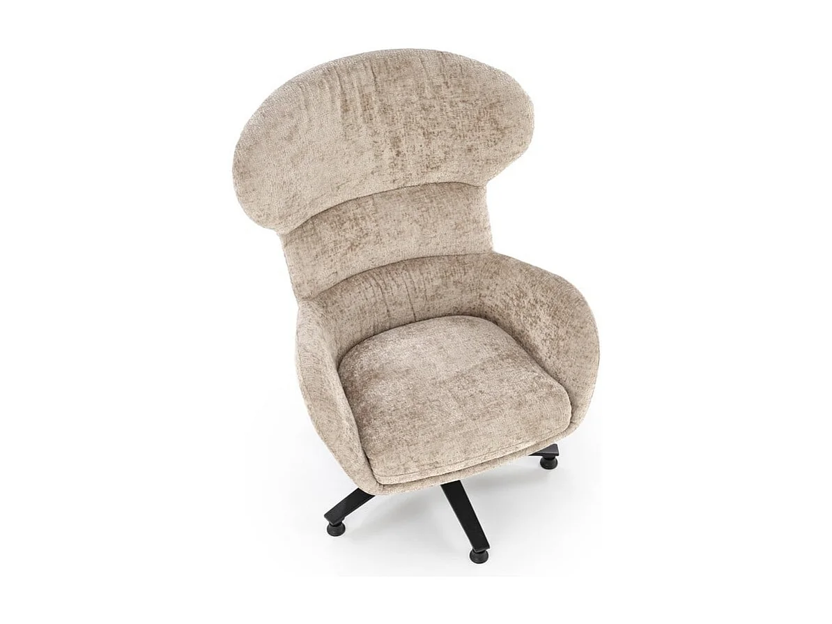 Fauteuil pivotant tissu beige, dossier haut confort Covy