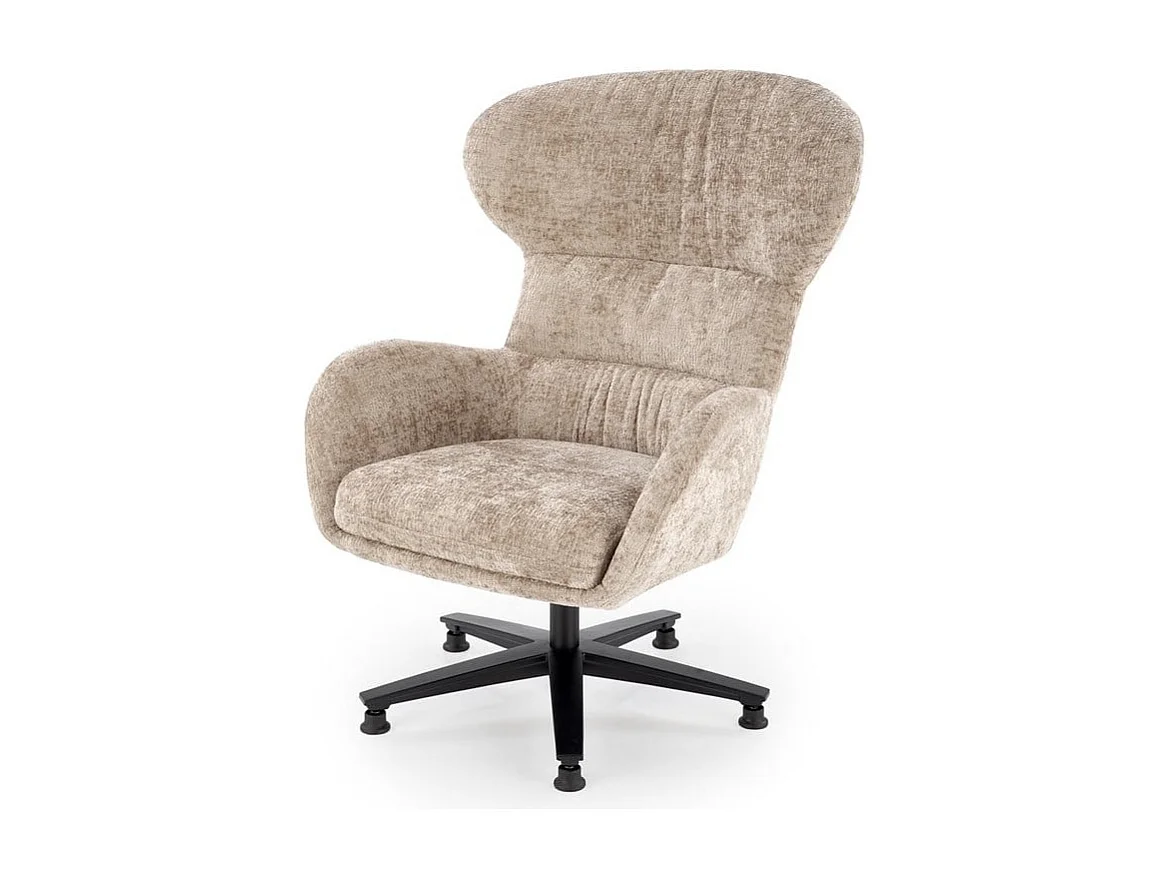 Fauteuil pivotant tissu beige, dossier haut confort Covy