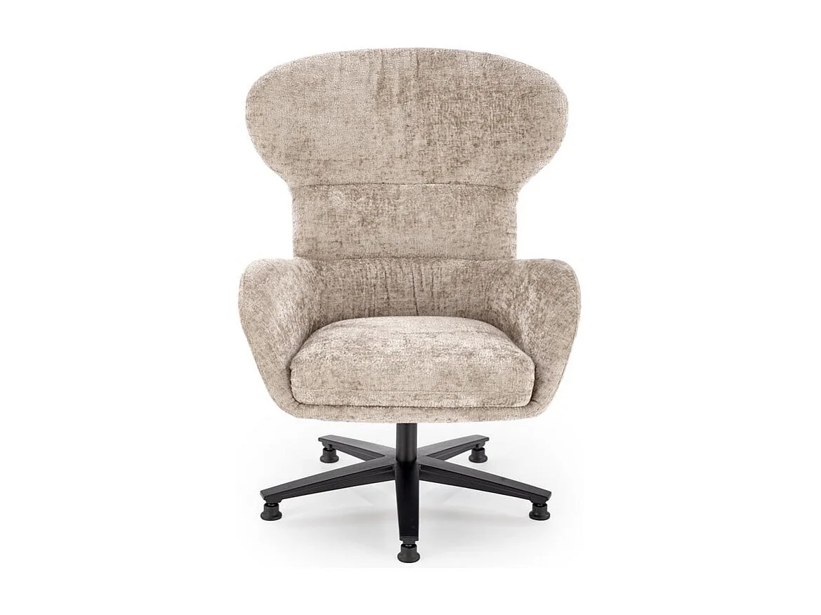 Fauteuil pivotant tissu beige, dossier haut confort Covy