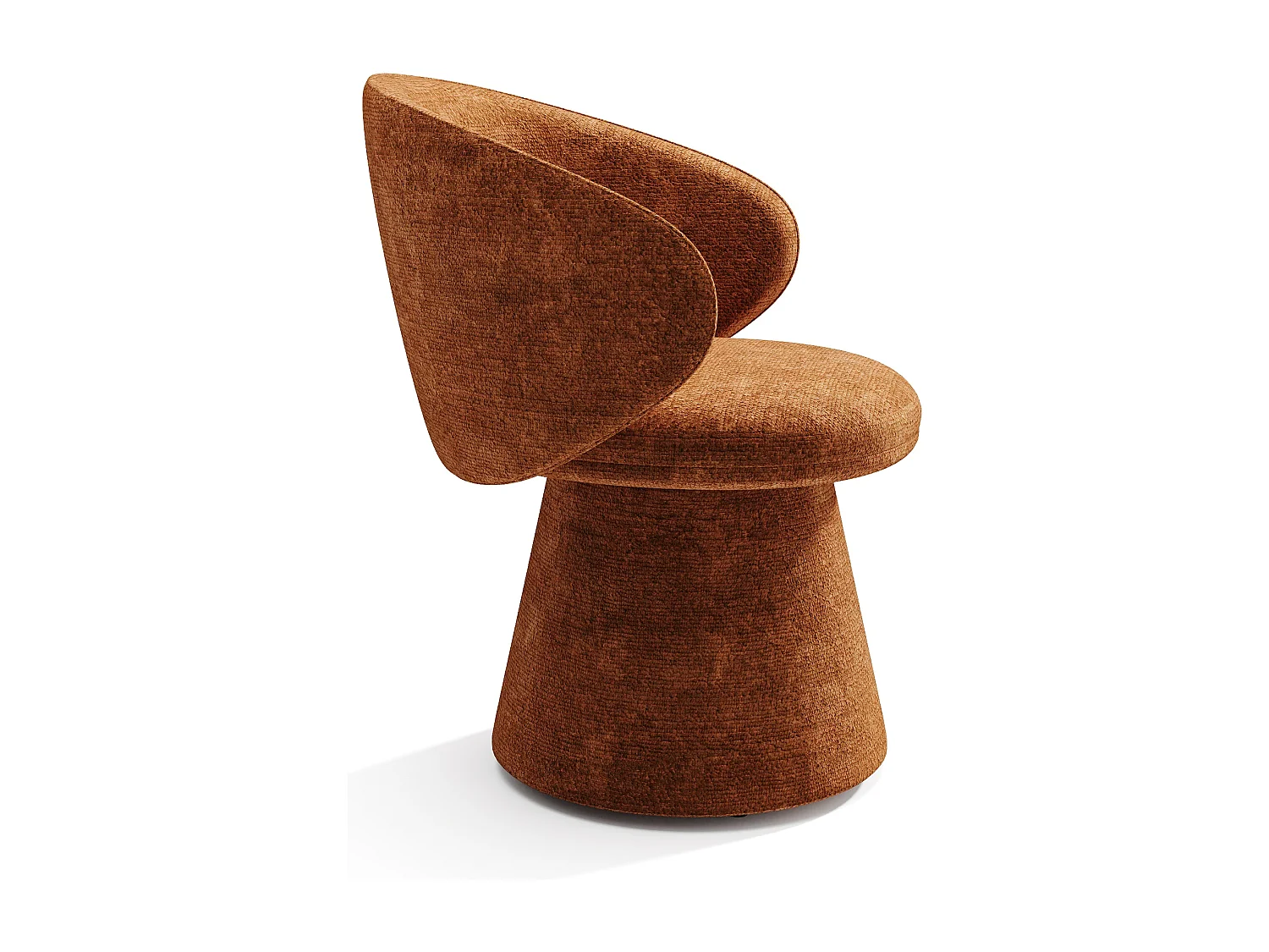 Fauteuil de salon rotatif 180° velours texturé terracotta FLARE