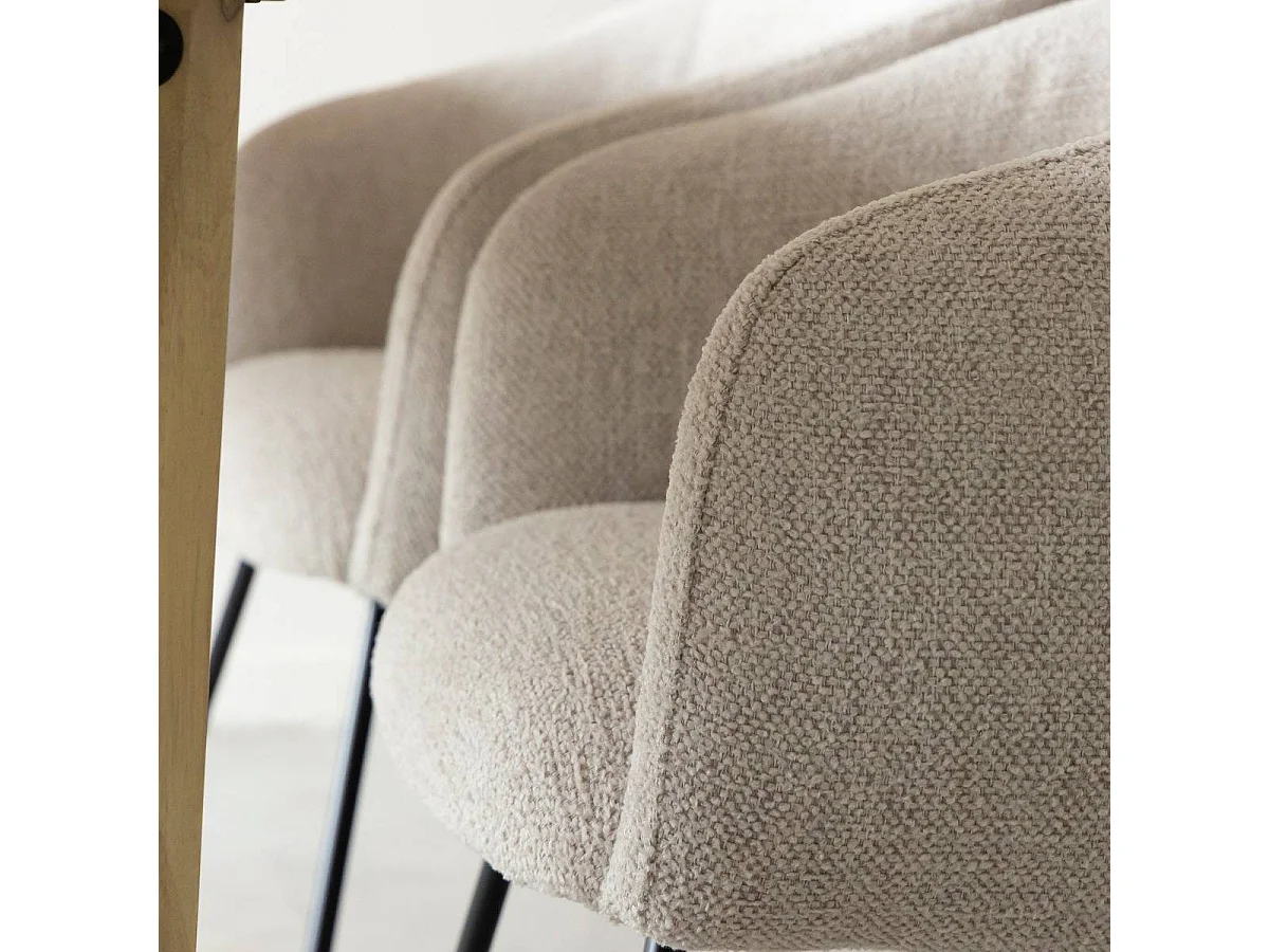 Fauteuil en tissu écru et pieds en métal Sandy