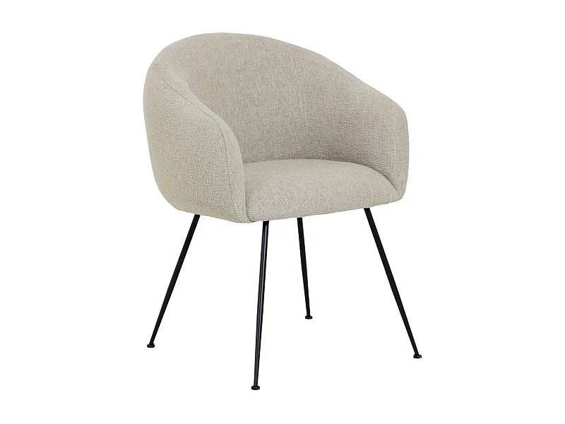 Fauteuil en tissu écru et pieds en métal Sandy