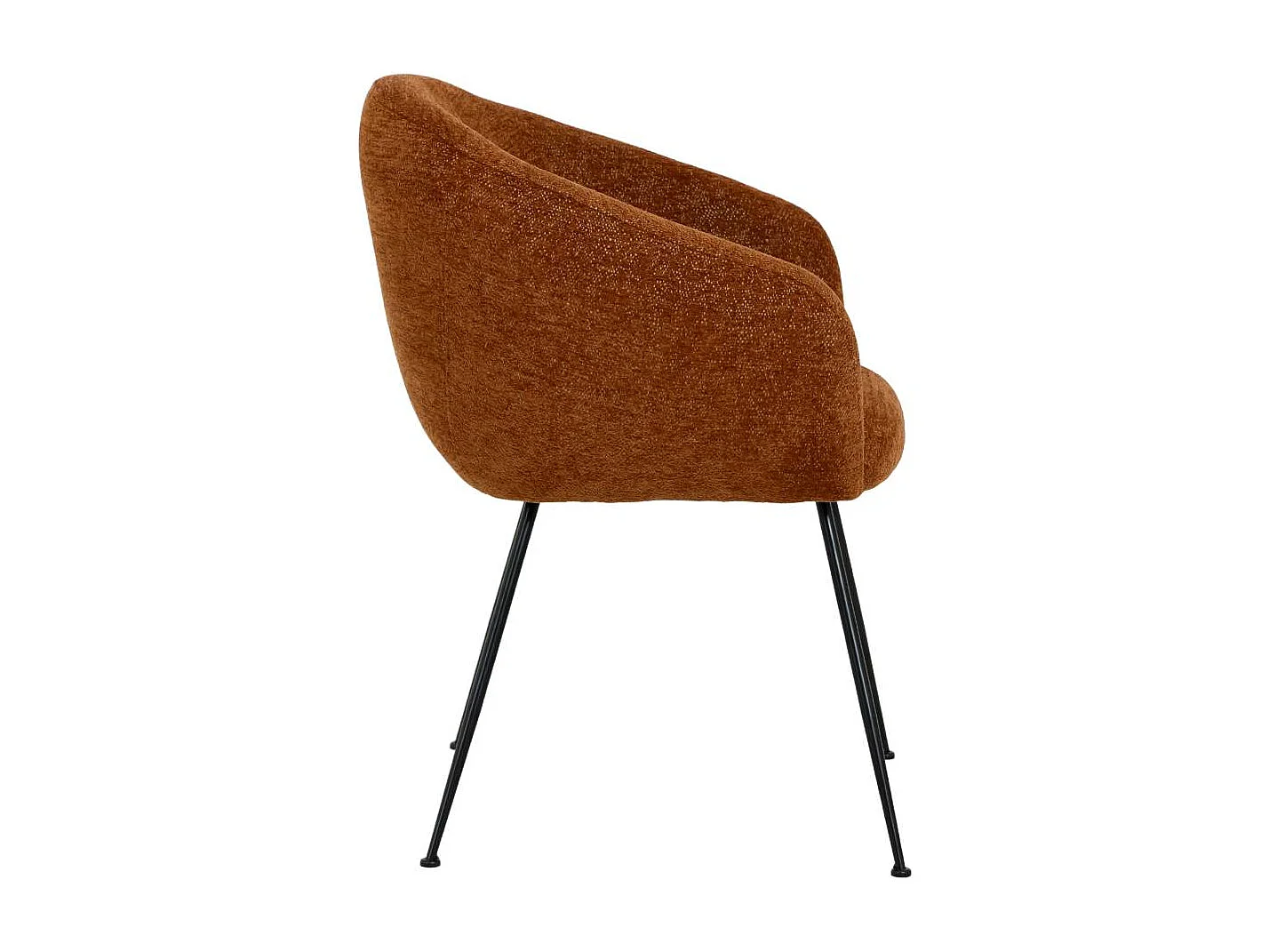 Fauteuil en tissu terracotta et pieds en métal Sandy