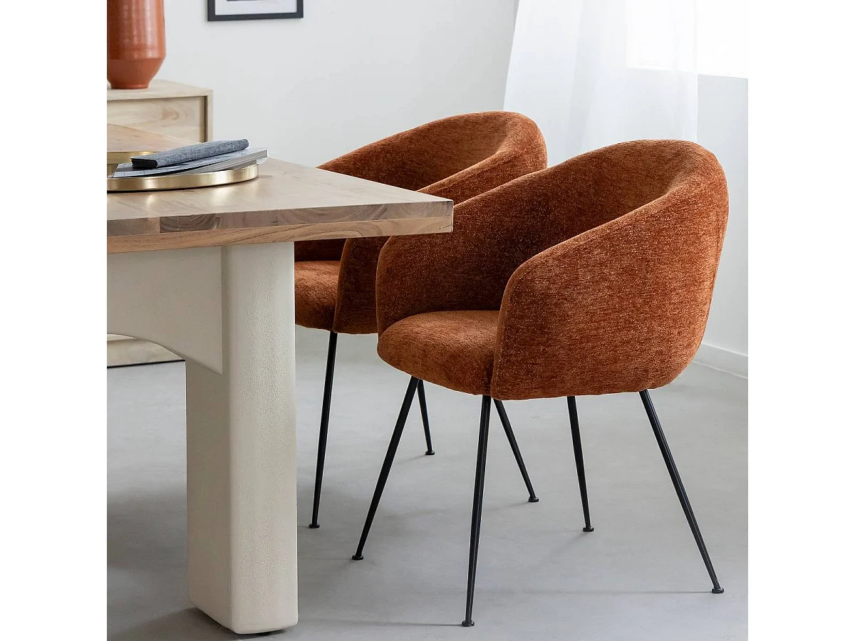 Chaise en tissu terracotta et pieds en métal Sandy