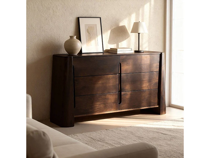 Commode en bois de manguier foncé Liriel