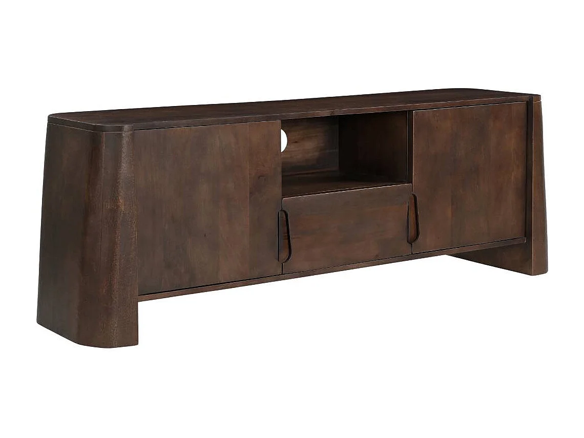 Meuble TV en bois de manguier foncé Liriel