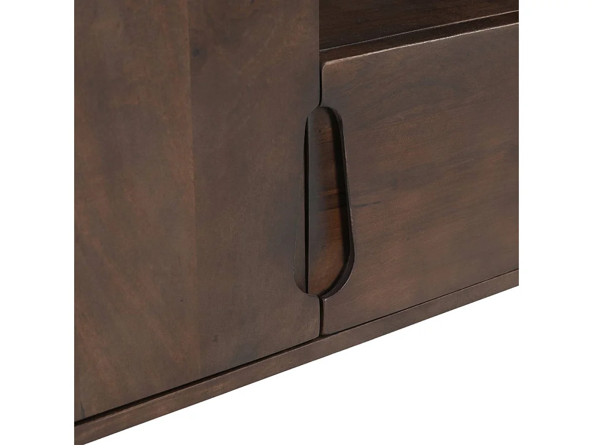 Meuble TV en bois de manguier foncé Liriel