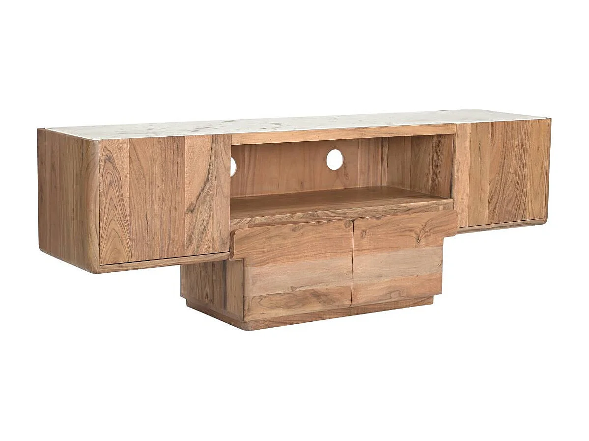 Meuble TV en bois d'acacia et marbre Tara