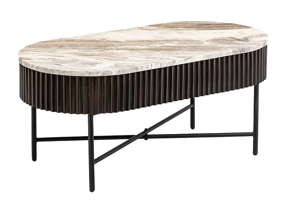 Table basse en métal noir et marbre Alfred