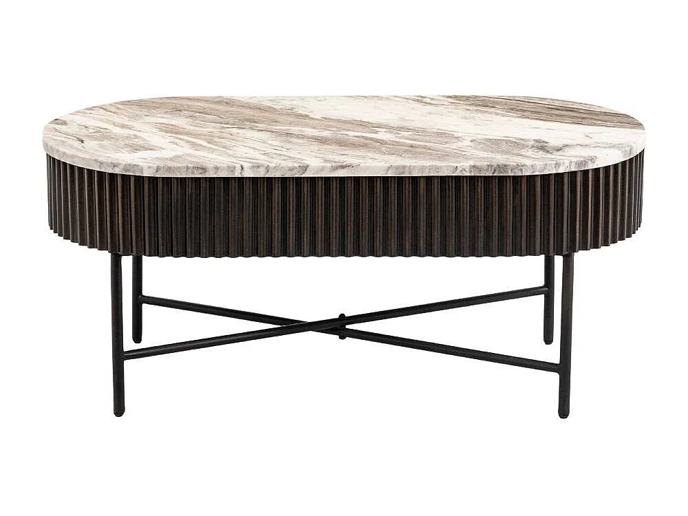 Table basse en métal noir et marbre Alfred