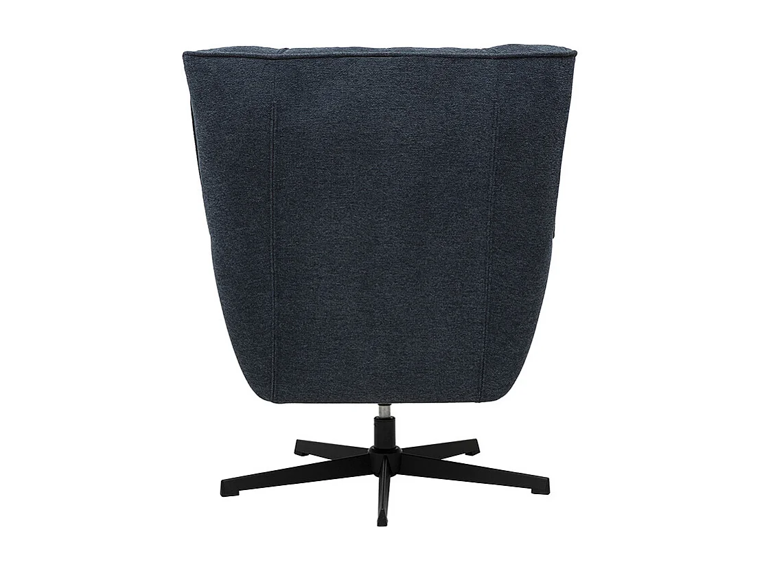 Sillón escandinavo giratorio en tela efecto terciopelo texturizado azul oscuro y metal AVERY