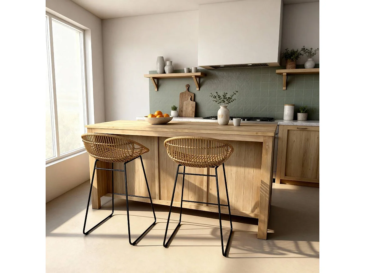 Ilot central en bois recyclé Garance