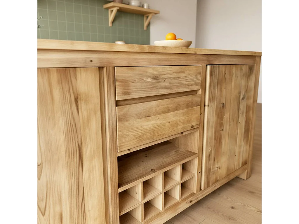 Ilot central en bois recyclé Garance