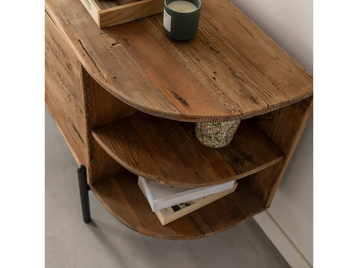 Meuble TV arrondi en bois recyclé Blaise